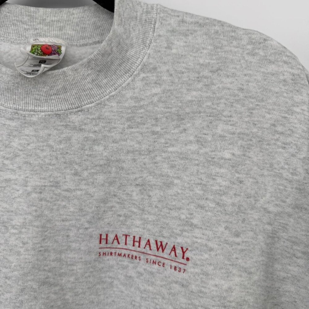 Hathaway Crewneck Sweatshirt XL Gray Fruit of the Loom USA Vintage - Picture 2 of 5